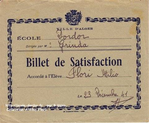 billet de satisfaction, Dordor