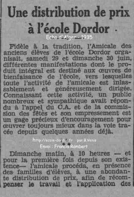 distribution de prix ...en 1935