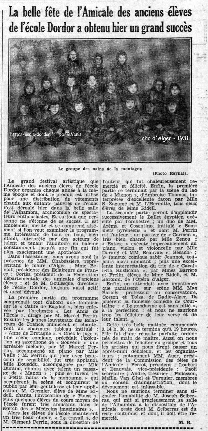 dordor,fete de l'amicale des anciens eleves en 1931