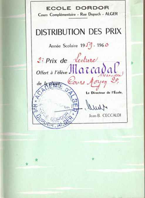 prix de lecture à Alexandre Marcadal 